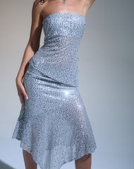 Brilia Bandeau Top in Sequin Knit Silver