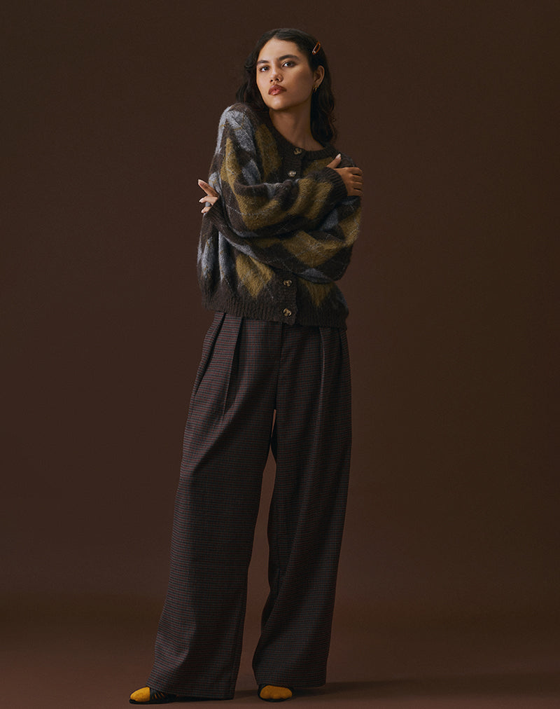 Nala Trouser in Heavy Woven Check Blue and Red