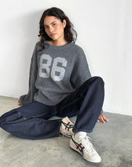 Namari Jumper in Grey Knit with 86 Motif