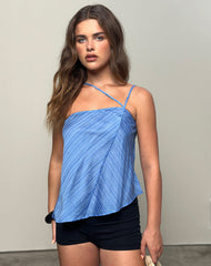 Narella Top in Chiffon Stripe Blue