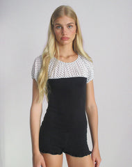 Naria Top in Chiffon White Basic Polka Black