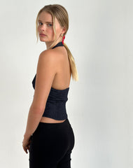 Nasya Halterneck Top in Chambray Indigo