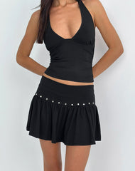 Nefety Studded Skirt in Jersey Black