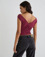 Neida Drape Top in Cupro Burgundy