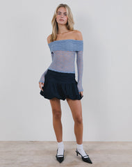 Nesta Bardot Top in Unlined Lace Blue