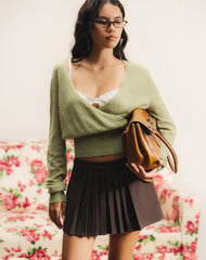 Nilza Wrap Top in Knit Sage Green