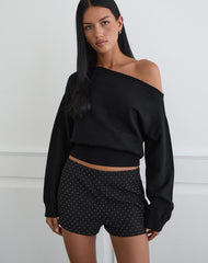 Nivra Short in Diamante Tailoring Black