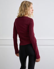 Niyah Long Sleeve Cardigan in Burgundy