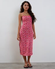 Nosita Midi Dress In Ditsy Floral Pink