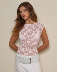 Nova Unlined Top in Pink Plisse Lace