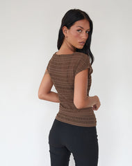 Nova Ruched Top in Mesh Chocolate