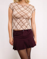 Keripa Pleat Mini Skirt in Redwood