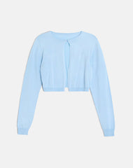 Nuha Ribbed Cropped Cardigan in Blue