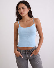 Ziva Knit Cami Vest Top in Blue