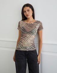 Neko Top in Mesh Wild Animal Neutral