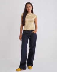 Nova Slinky Top in Yellow Diagonal Stripe