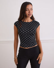 Nova Top in Black Polka Jersey
