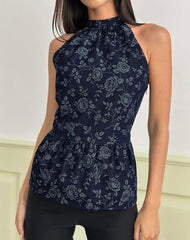 Obrix Top in Chambray Indigo Rose