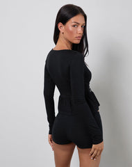 Ophay Top in Jersey Black with Studs