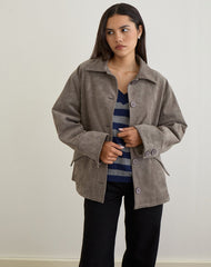 Orson Jacket in Faux Suede Olive Grey