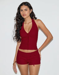 Lija Tie Belt Shorts in Tailoring Red