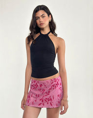 Osuya Mini Skirt in Stencil Flower Pink