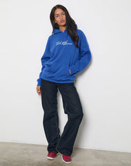 Oversized Hoodie in Cobalt Blue with Cool Girl Graphic