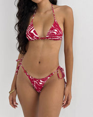 Pami Bikini Top in Zebra Red with Beads