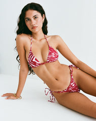 Lentra Bikini Bottom in Zebra Red with Beads