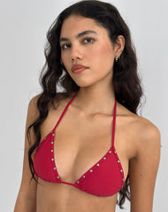 Pami Bikini Top in Red with Studs