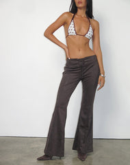 Vallen Trousers in Dark Faux Suede Chestnut