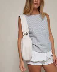Pasila Top in Mini Gingham Blue and Grey