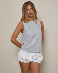 Pasila Top in Mini Gingham Blue and Grey