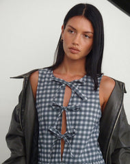 Prelith Midi Dress in Black Grey Tonal Gingham