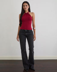 Raceline Halterneck Top in Rayon Jersey Adrenaline Red