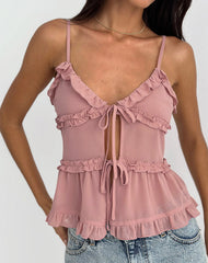 Raeya Tie Front Cami Top in Chiffon Pink