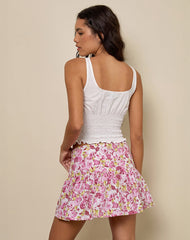 Raffita Mini Skirt in Blossom Floral Pink