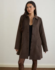 Rakai Pea Coat in Chocolate Wool