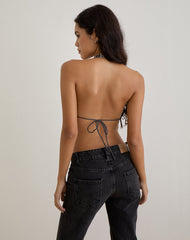 Ramilo Top in Sequin Vintage Check Brown