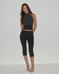 Rania Backless Top in Polka Dot Black and White