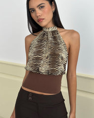 Rania Top in Chiffon Wild Animal Align Brown