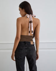 Rania Top in Pink Chiffon with Bold Polka Print