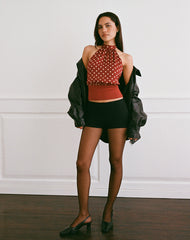 Rania Backless Top in Polka Burnt Red