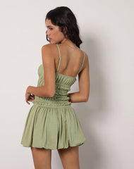 Rasmil Bubble Hem Mini Dress in Sage Green
