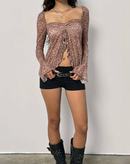 Ratu Top in Mesh Vintage Paisley Pink