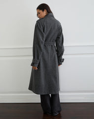 Ravari Belted Trench Coat in Charcoal Check