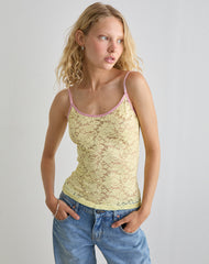 Redum Cami Top in Yellow Lace