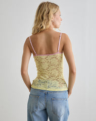 Redum Cami Top in Yellow Lace
