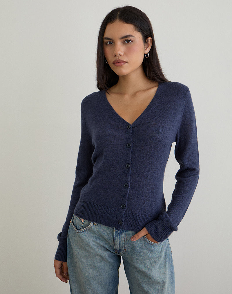 Renisa Cardigan in Sheer Knit Navy