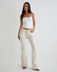 Rigid Low Rise Flare Jeans in Off White